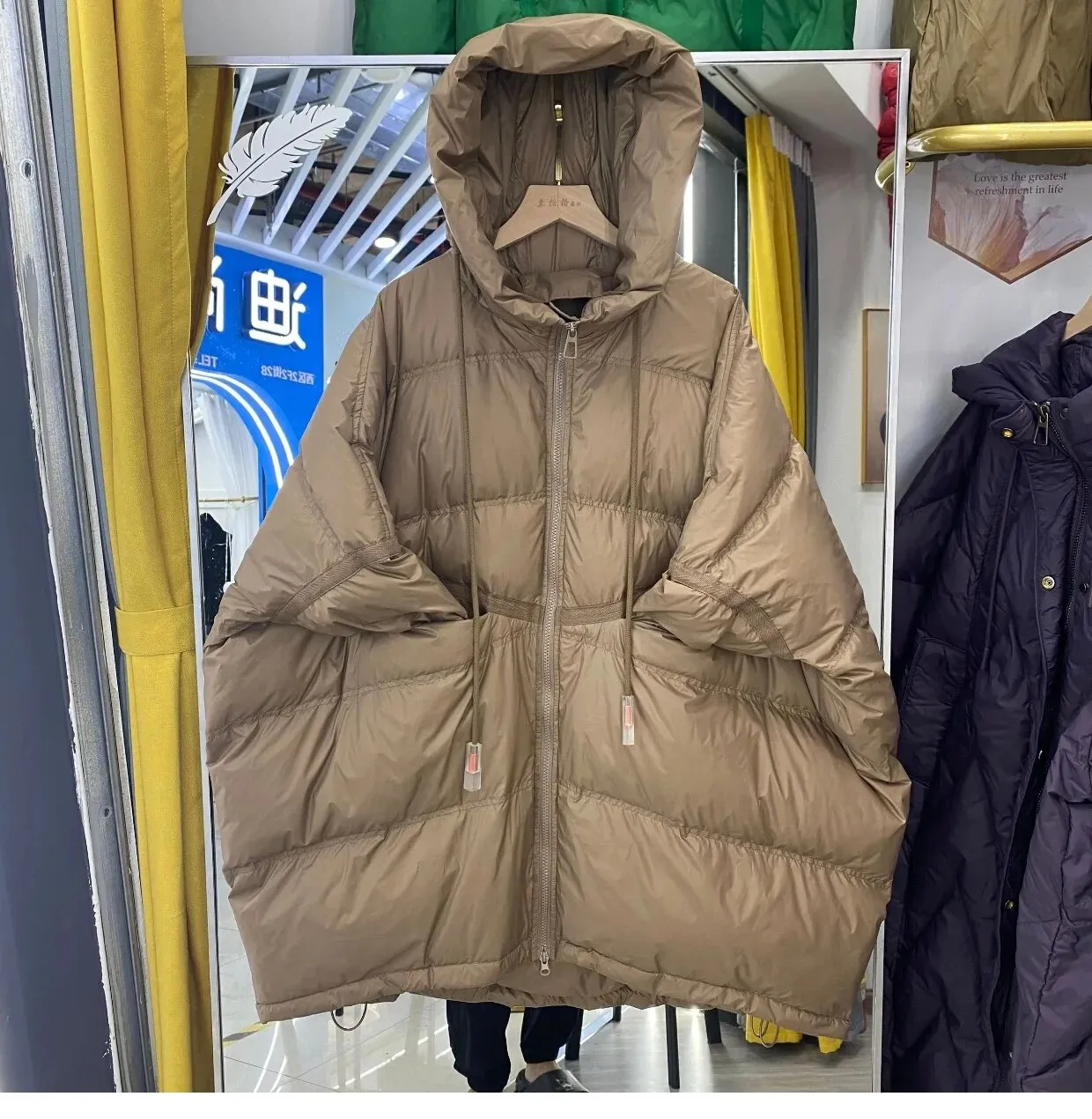 2023 New Down Jacket Women's Medium Long Hooded Large Loose Korean Thickened White Duck Down Winter Coat Down Jacket Women