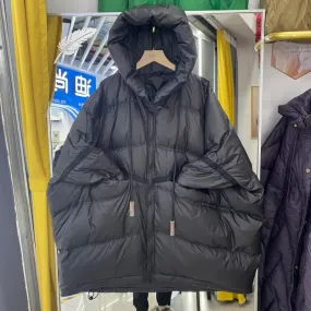 2023 New Down Jacket Women's Medium Long Hooded Large Loose Korean Thickened White Duck Down Winter Coat Down Jacket Women