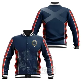 Abernethy Tartan Baseball Jacket with Family Crest and Scottish Thistle Vibes Sport Style