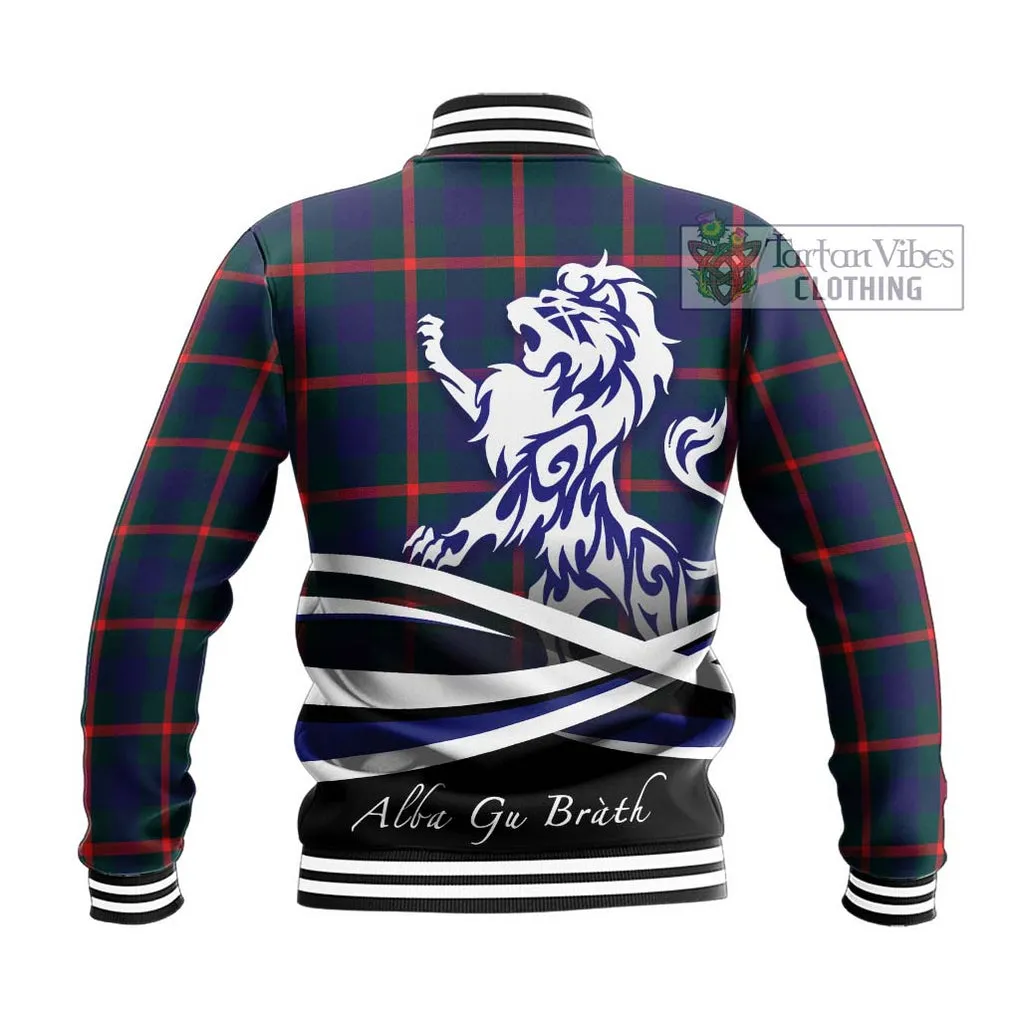 Agnew Tartan Baseball Jacket with Alba Gu Brath Regal Lion Emblem