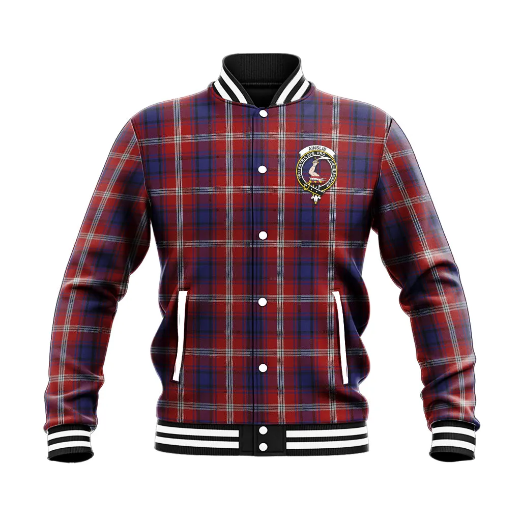 Ainslie Tartan Baseball Jacket with Family Crest