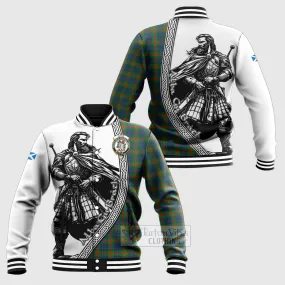 Aiton Tartan Clan Crest Baseball Jacket with Highlander Warrior Celtic Style
