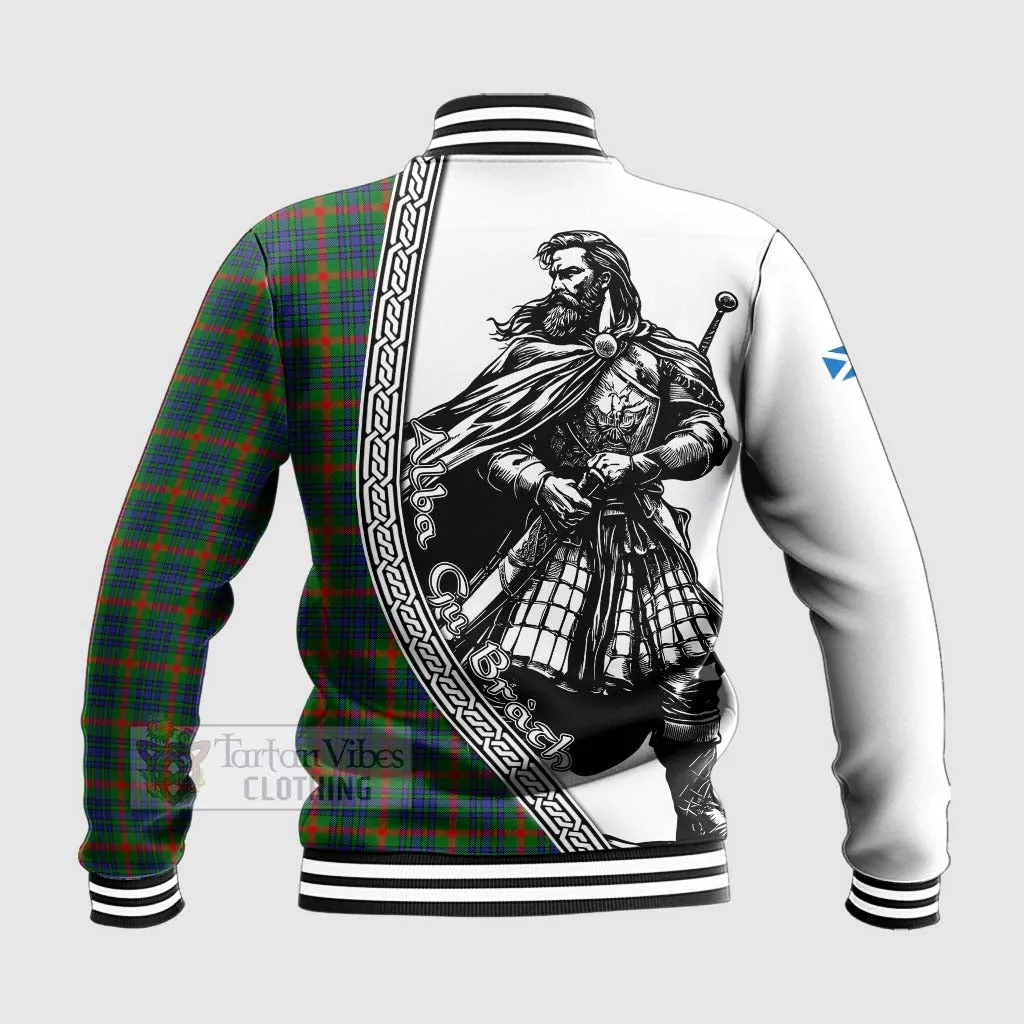 Aiton Tartan Clan Crest Baseball Jacket with Highlander Warrior Celtic Style