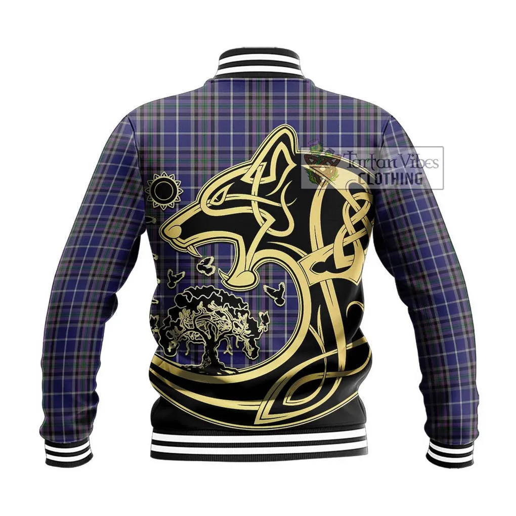 Alexander of Menstry Tartan Baseball Jacket with Family Crest Celtic Wolf Style