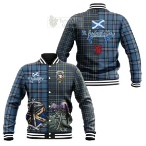 Allardice Tartan Baseball Jacket Happy St. Andrew's Day Half Tartan Style