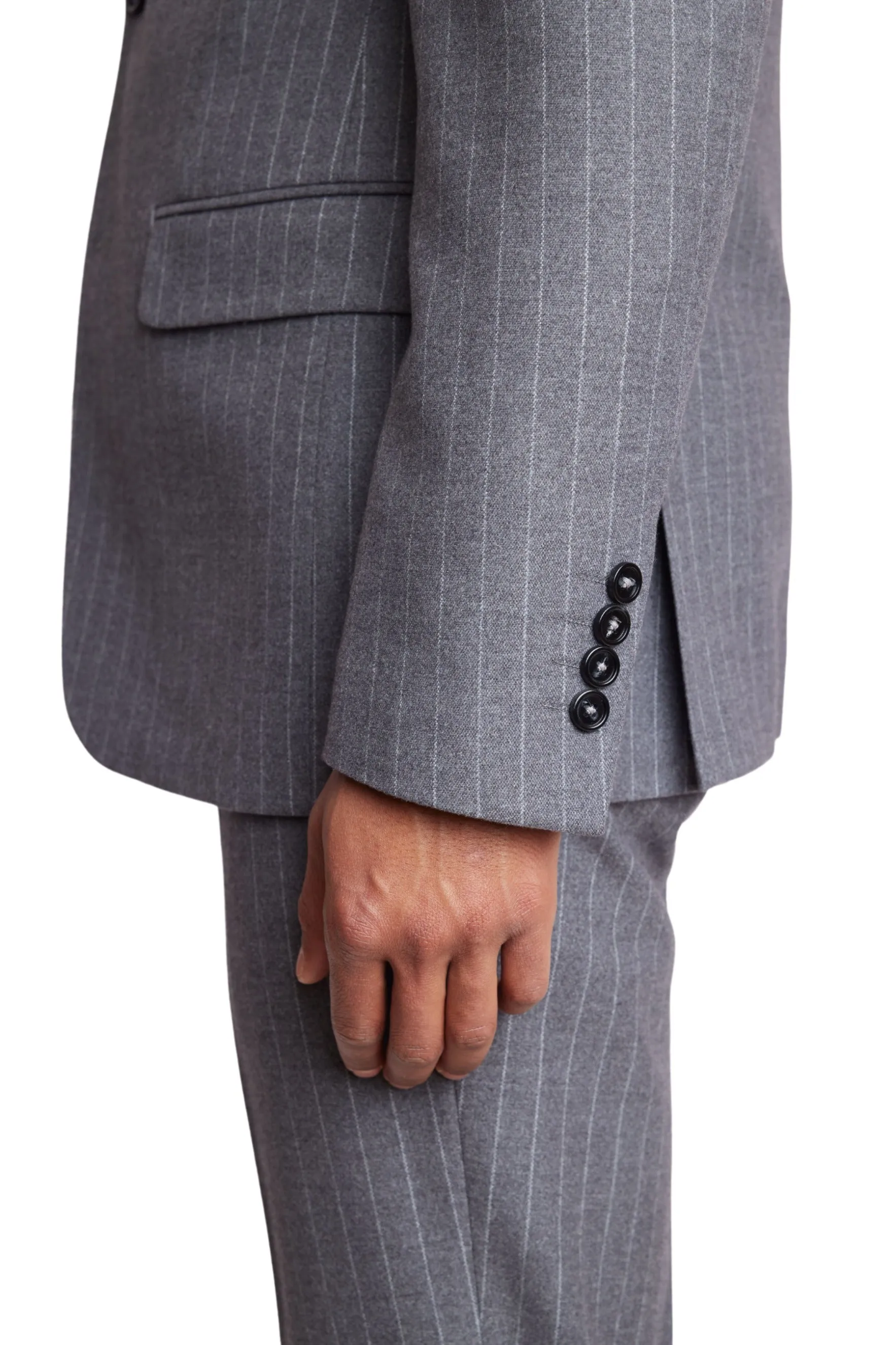 Ashton Peak Jacket - slim - Lt Grey Pinstripe Flannel