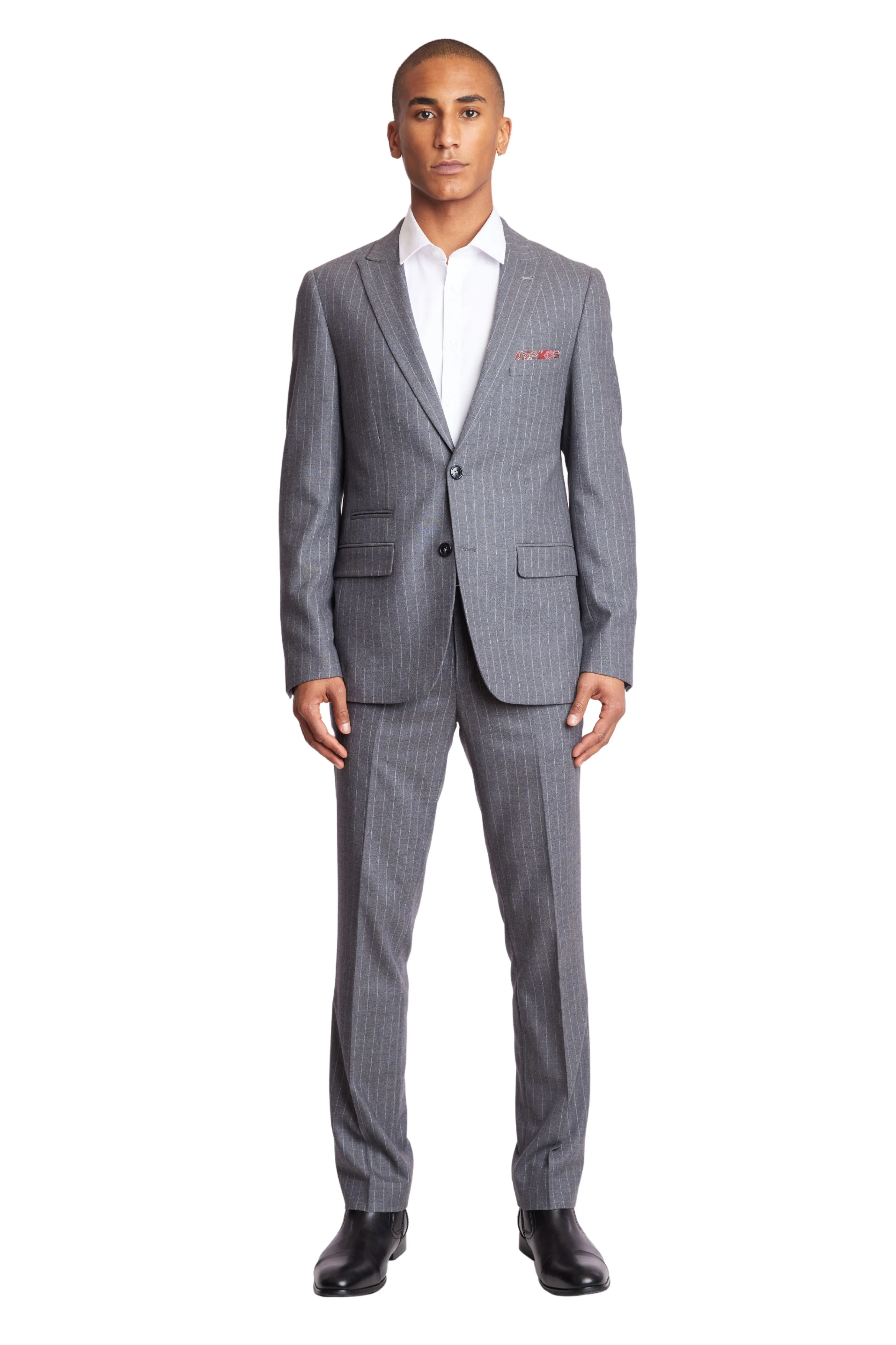 Ashton Peak Jacket - slim - Lt Grey Pinstripe Flannel