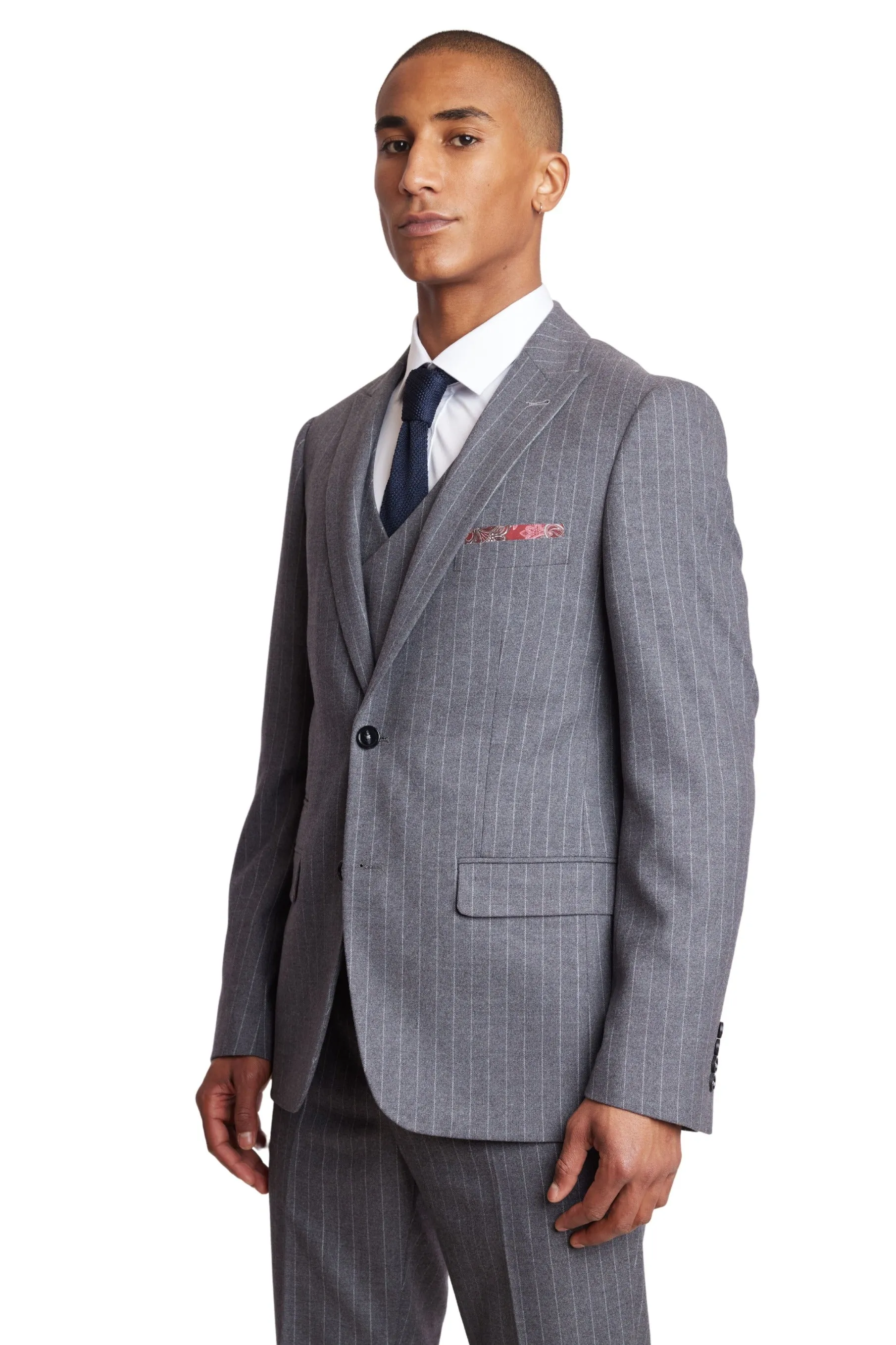 Ashton Peak Jacket - slim - Lt Grey Pinstripe Flannel