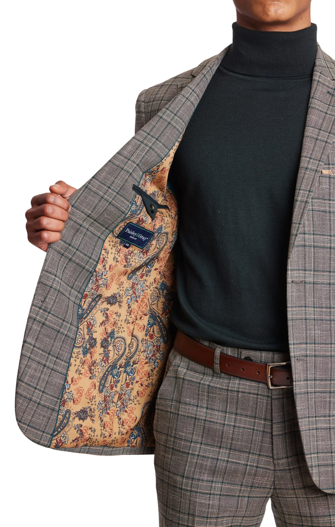 Dover Notch Jacket - slim - Tan Forest Gold Check