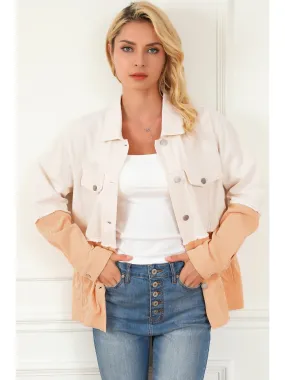 NicholesGifts Women Contrast Button Down Collared Jacket