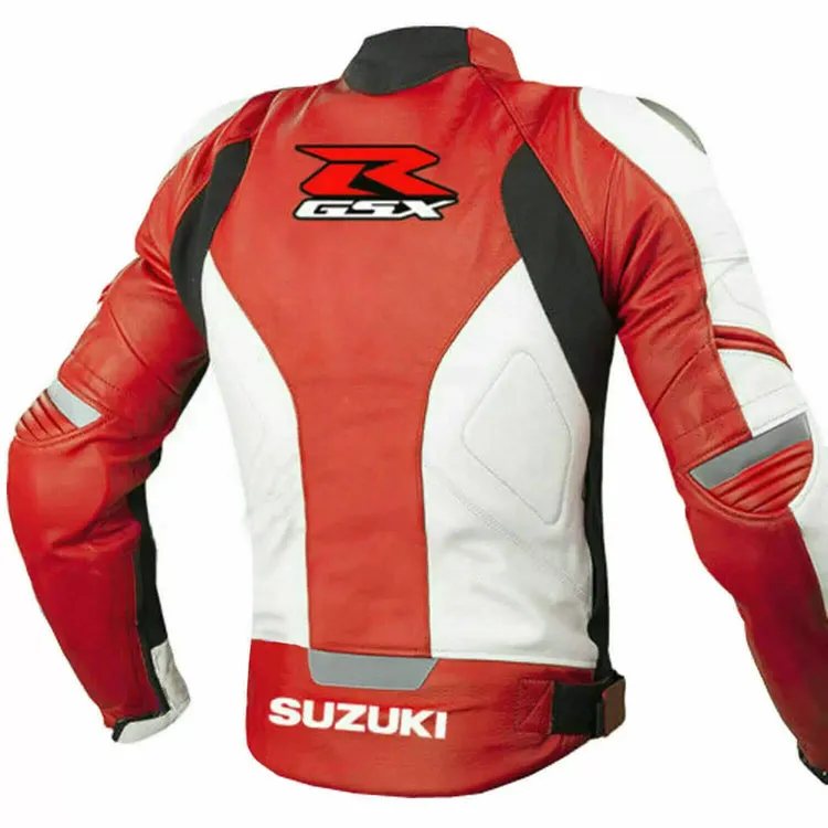 Suzuki GSXR Red and White Motorcycle Racing Jacket and suits